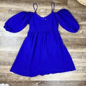 Anthropologie Moulinette Soeurs Women's Royal Blue Off Shoulder Dress